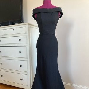 Sherri Hill Black Off-Shoulder Gown with Train-Size 2